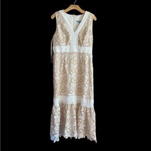 ANTONIO MELANI Cream Lace Midi Dress